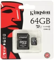 Card de memorie MicroSD+SD adapter Kingston 64GB SDC10G2/64GB UHS-I (Class 10)  
