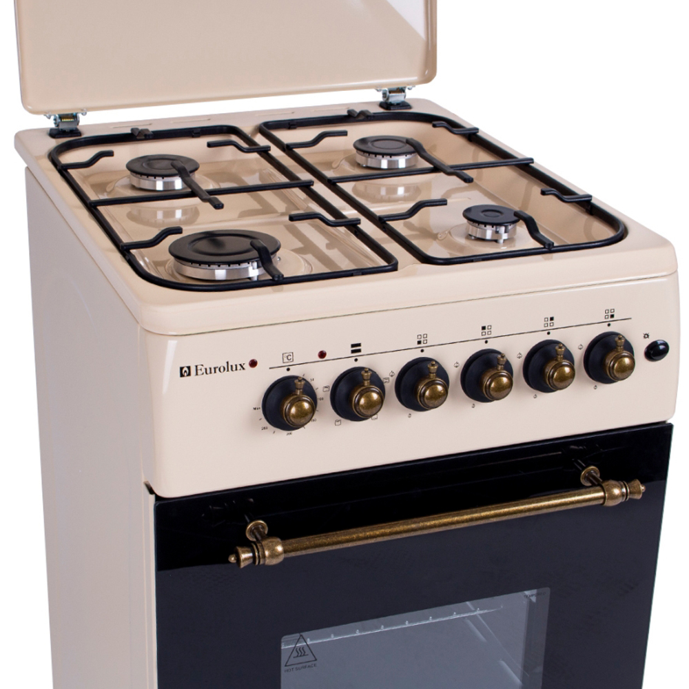 Газовая плита Eurolux ТЕ-5640 IBGR / 4 конфорок / 50 см / Бежевый photo 4