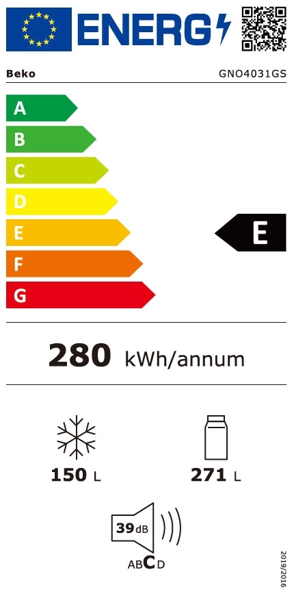 Frigider Side-by-Side Beko GNO4031GS, 421 l, 180 cm, E, Grafit