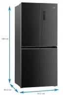 Frigider Side-by-Side Beko GNO4031GS, 421 l, 180 cm, E, Grafit