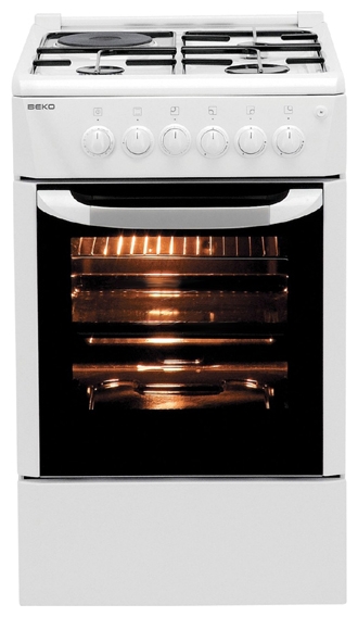 Комбинированная плита Beko CSE53020GW / 4 конфорок / Эмалированная photo 1