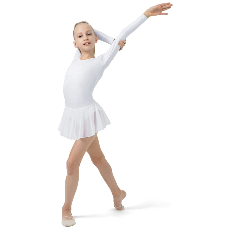 Купальник гимнастический с юбкой длинный рукав Grace Dance Gymnastic leotard 30 Alb Femei photo 2