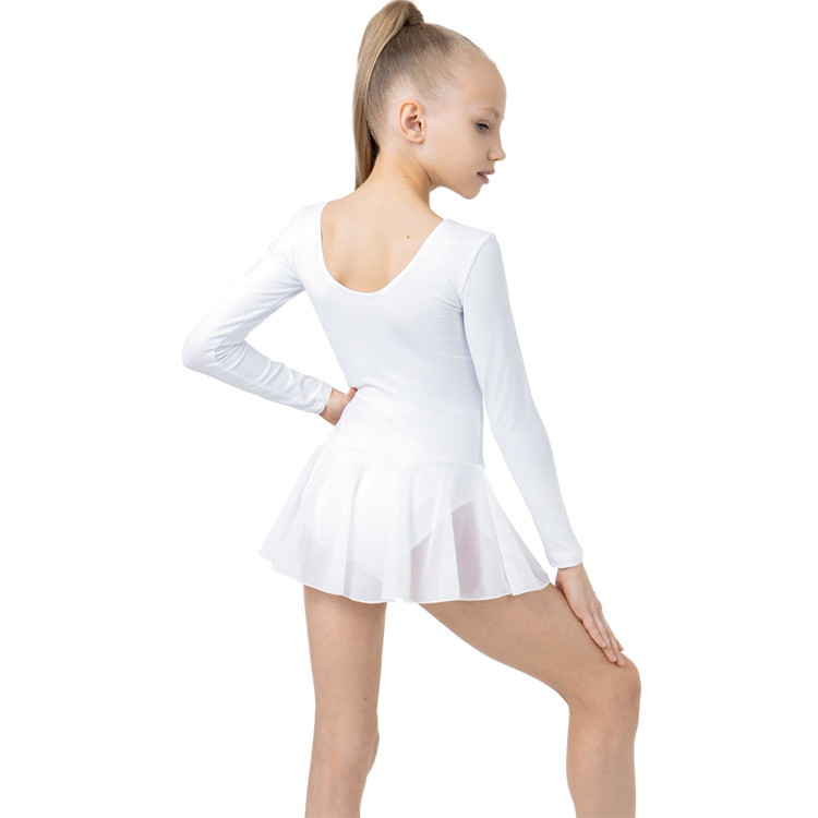 Купальник гимнастический с юбкой длинный рукав Grace Dance Gymnastic leotard 30 Alb Femei photo 3