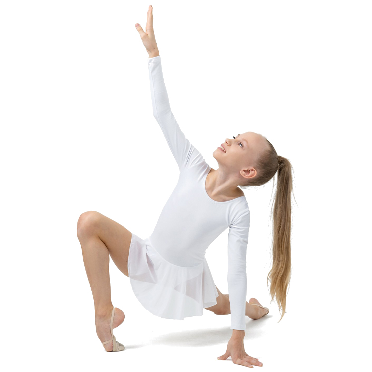 Купальник гимнастический с юбкой длинный рукав Grace Dance Gymnastic leotard 30 Alb Femei photo 4