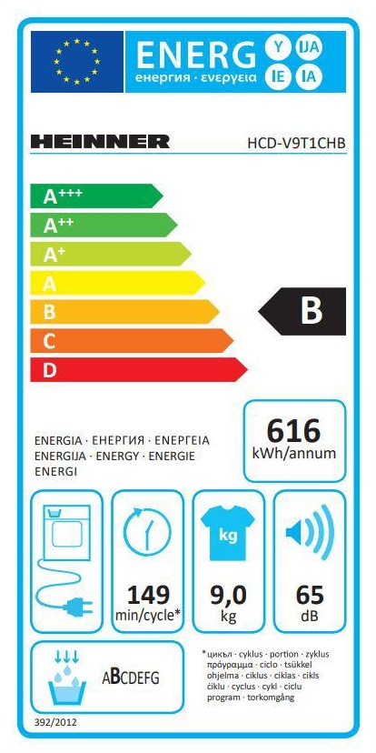 Сушильная машина Heinner HCD-V9T1CHB / 9 кг / B / Белый photo 4