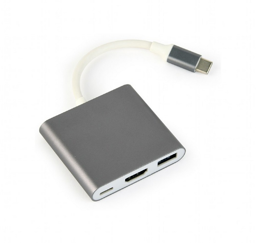 Adaptor USB Type-C - HDMI+USB-A+USB-C Gembird A-CM-HDMIF-02-SG photo 1 Adaptor USB Type-C - HDMI+USB-A+USB-C Gembird A-CM-HDMIF-02-SG photo 1