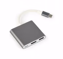 Адаптер USB Type-C - HDMI+USB-A+USB-C Gembird A-CM-HDMIF-02-SG