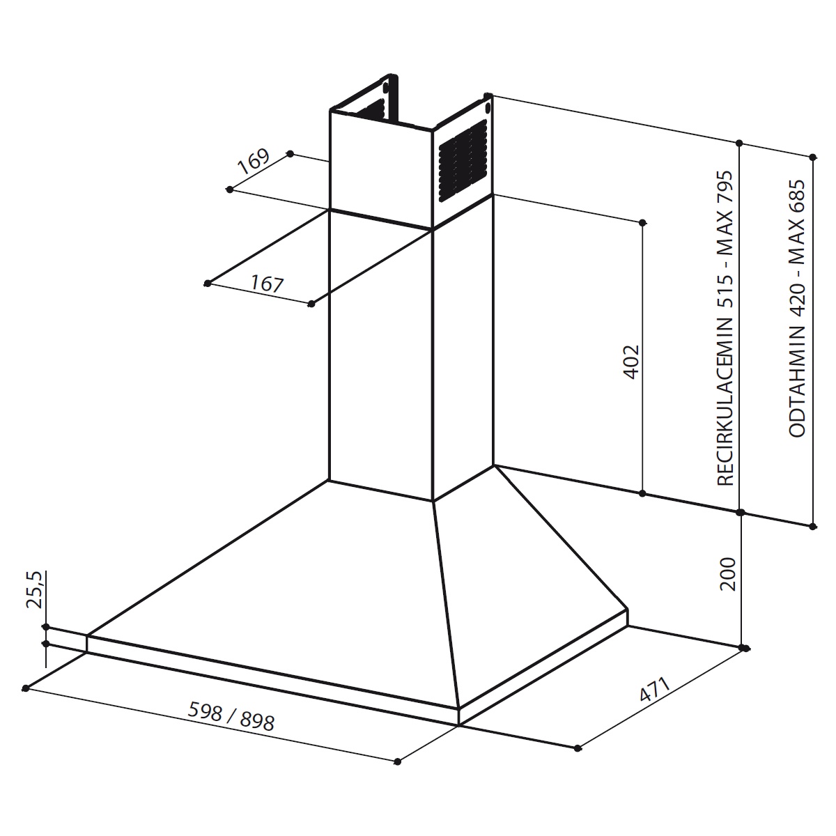 Hota Faber BKA90PB / Cupola / Pina la 12 m.p / Negru photo 2