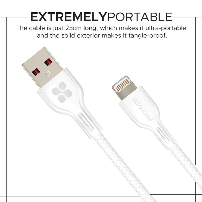 Кабель USB-A - Lightning Promate PowerBeam-25i White 0.25 /0.25м /Белый photo 4