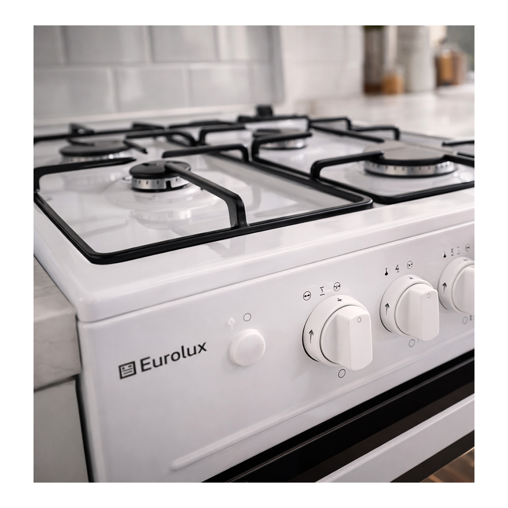 Газовая плита Eurolux TG5540IW / 4 конфорок / 50 см / Белый photo 2