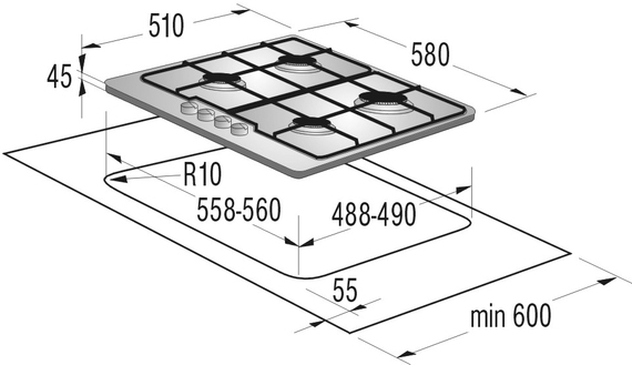 Встраиваемая  газовая панель Gorenje G6N40IX photo 2