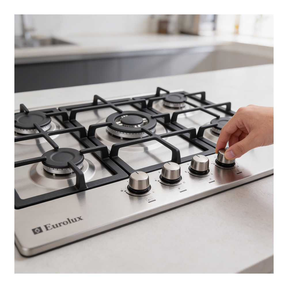Встраиваемая  газовая панель Eurolux HBBR75GFWCIX photo 3