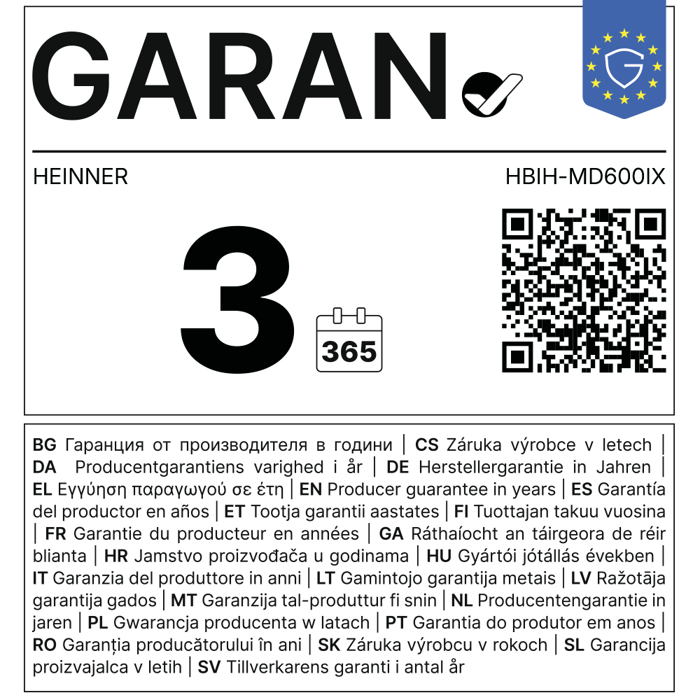 Hota Heinner HBIH-MD600IX / Incorporabil / Pina la 18 m.p / Inox photo 7