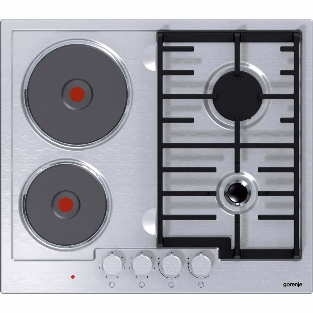 Plita combinata incorporabila Gorenje K6N21IX, 4 arzatoare, Inox 