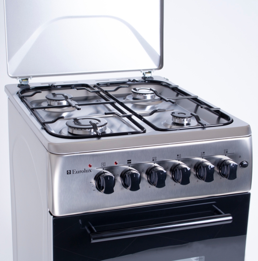 Газовая плита Eurolux TE-5640 IX / 4 конфорок / 50 см / Нержавеющая сталь photo 3