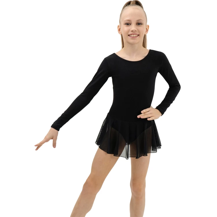 Costum pentru gimnastica cu fusta maneca lunga Grace Dance Gymnastic leotard