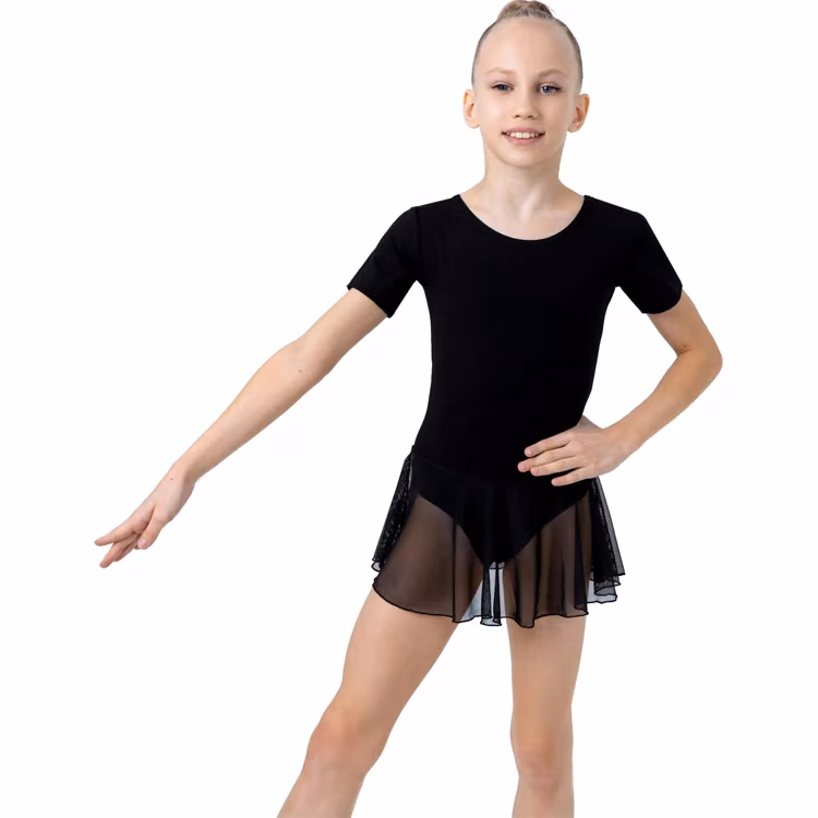 Купальник гимнастический с юбкой короткий рукав Grace Dance Gymnastic leotard
