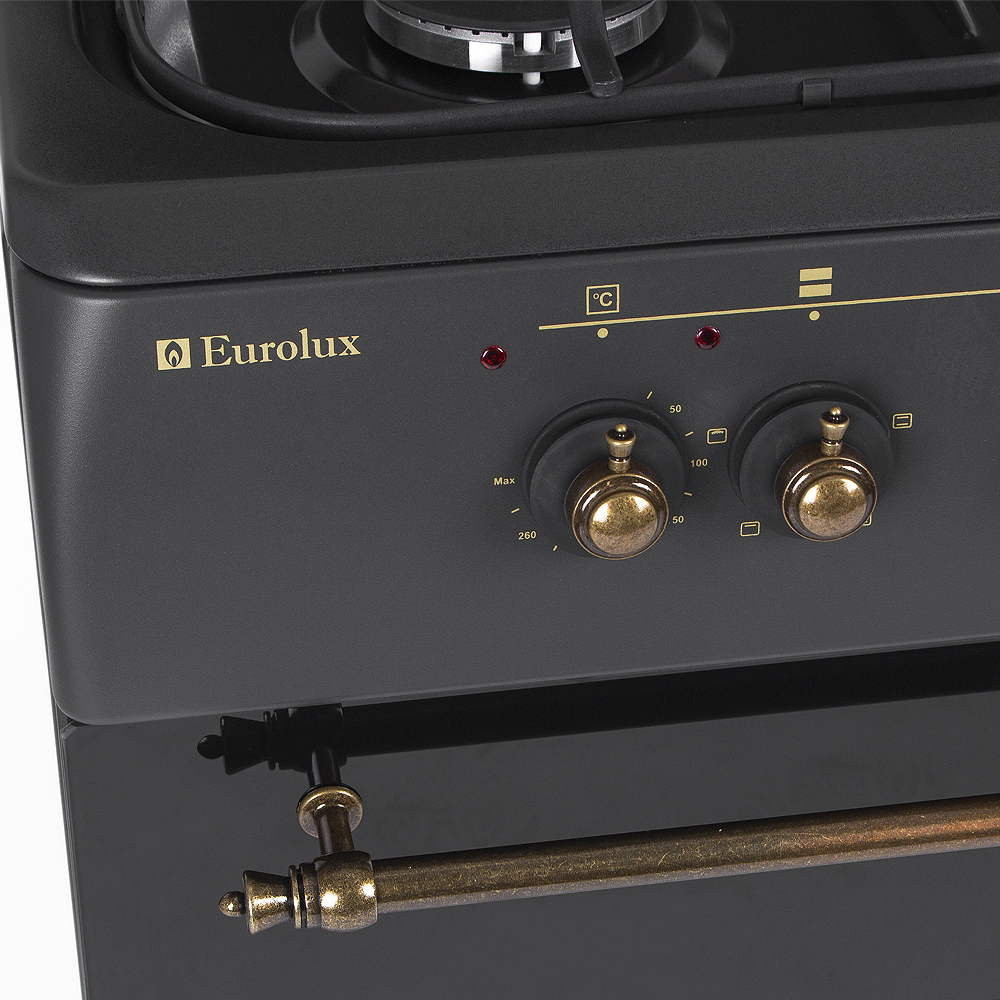 Газовая плита Eurolux TE6640IBKR / 4 конфорок / 60 см / Черный photo 2