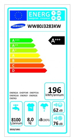 Стиральная машина Samsung WW80J3283KW 8 кг / 1200 об/мин / A+++ / Белый photo 6