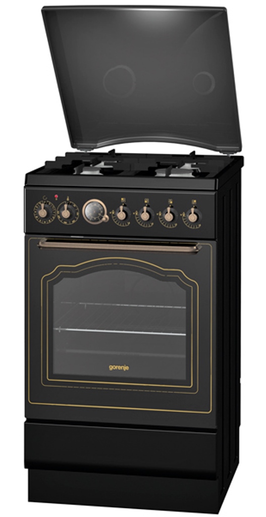 Газовая плита Gorenje K57CLB / 4 конфорок / 50 см / Черный photo 1 Газовая плита Gorenje K57CLB / 4 конфорок / 50 см / Черный photo 1