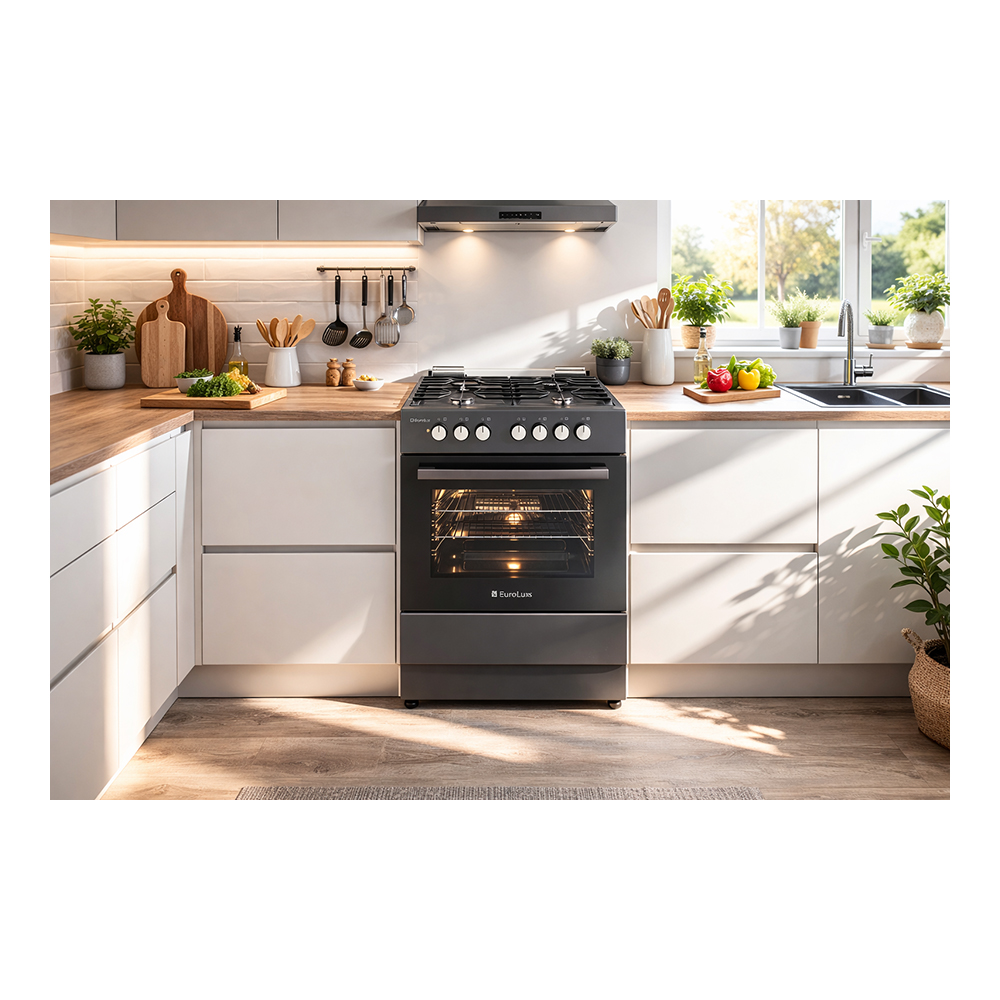 Газовая плита Eurolux TE6640IFCKTLB / 4 конфорок / 60 см / Антрацит photo 4