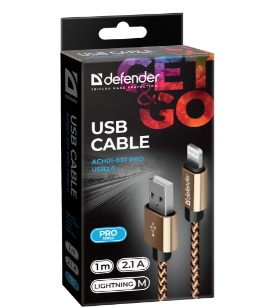 Кабель USB-A/Type-C - Lightning/Type-C/Micro USB Defender ACH0103TPROGOLD 1 /1м /Золотой photo 3