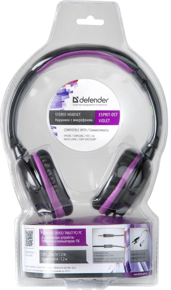 Наушники Defender Черный с фиолетовым / Игровой / Черный с фиолетовым photo 3