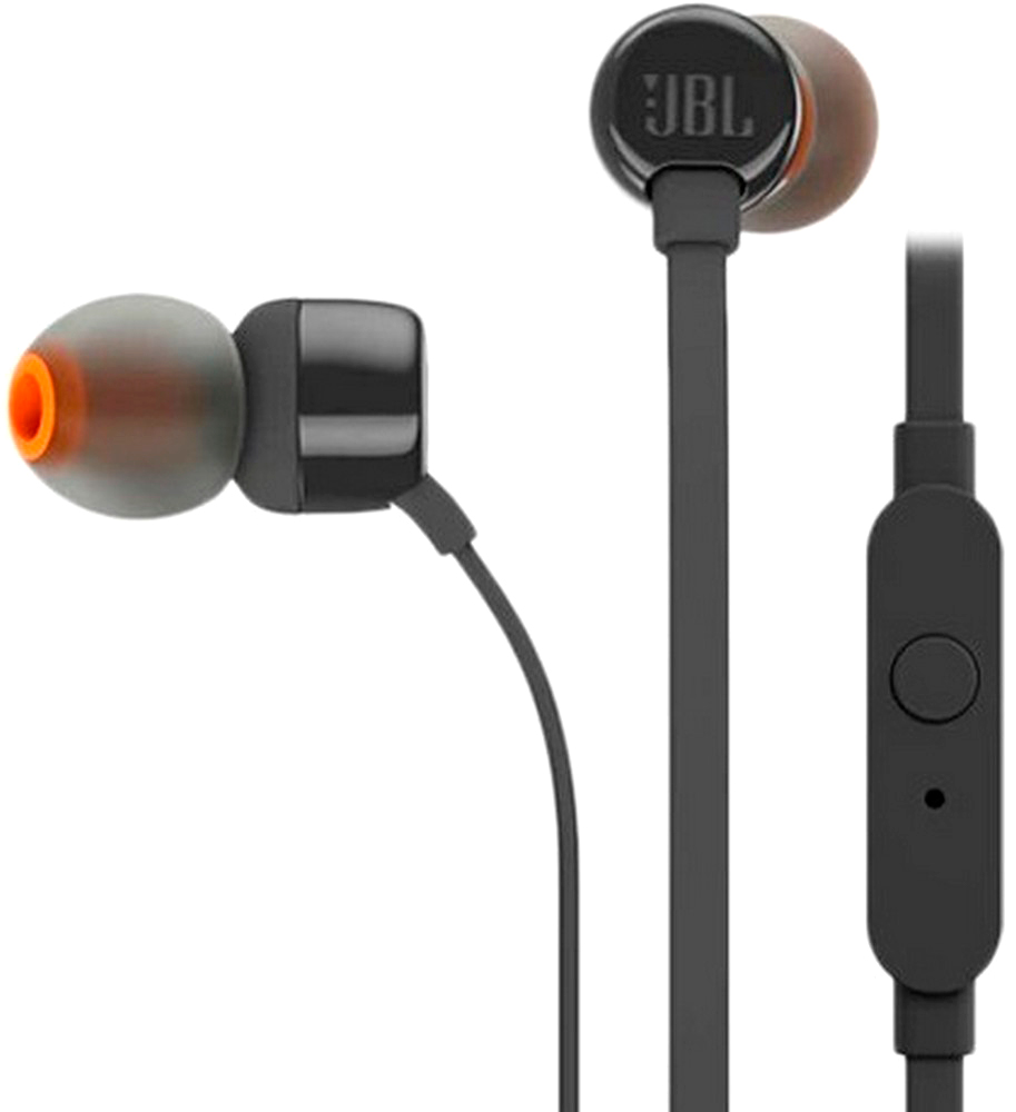 JBL Earphones 3.5mm with Mic Tune 110, Black photo 1
