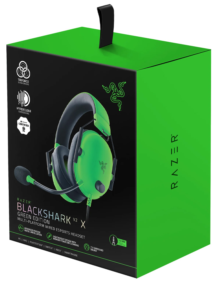 Căști Razer BlackShark V2 X Green Cu fir / Gaming / Green photo 2