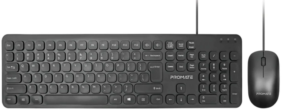 Tastatura si mouse cu fir Promate TASCOMBOKM2
