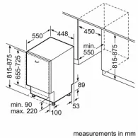 Mas. de spalat vase incorporabila Siemens SR65ZX16ME, 10 seturi, 6 programe, 44.8 cm, A+++, Inox