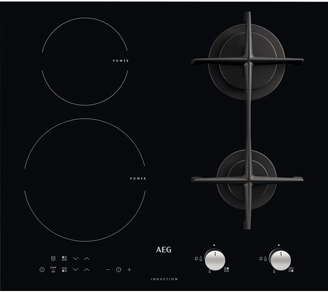 Встраиваемая комбинированная панель AEG HD634170NB, 4 конфорок, Черный