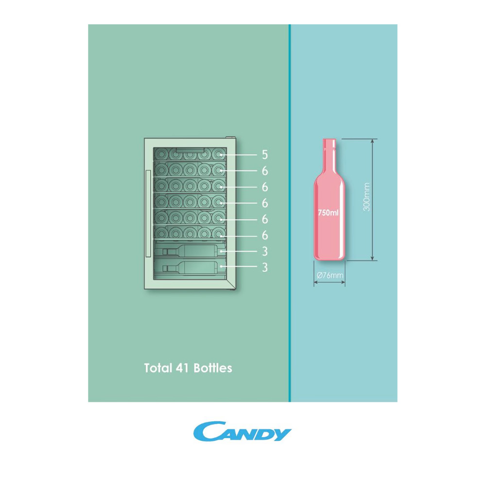 Винный холодильник Candy CWC 150 EM/NF / 41 бутылка / 84.5 см / G / Черный photo 5