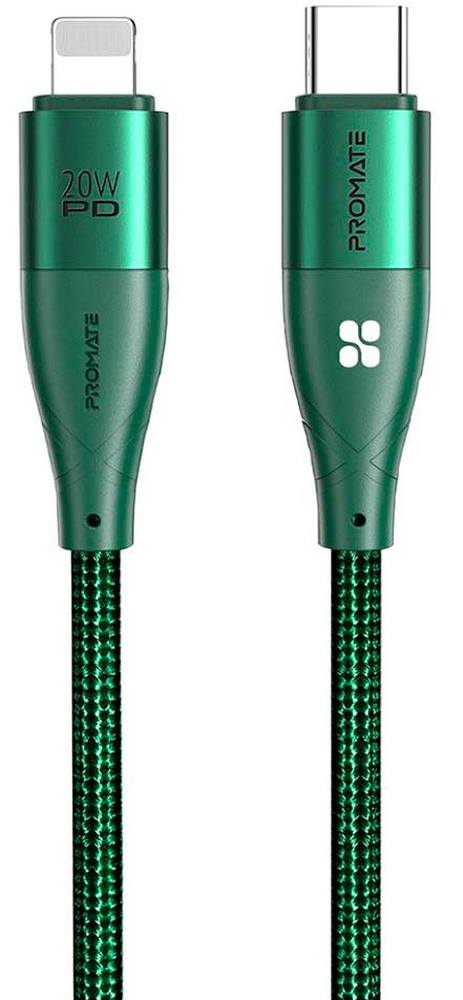 Кабель USB Type-C - Lightning Promate AISICORDPD20MNG 1.2 /1.2м /Зеленый photo 1 Кабель USB Type-C - Lightning Promate AISICORDPD20MNG 1.2 /1.2м /Зеленый photo 1