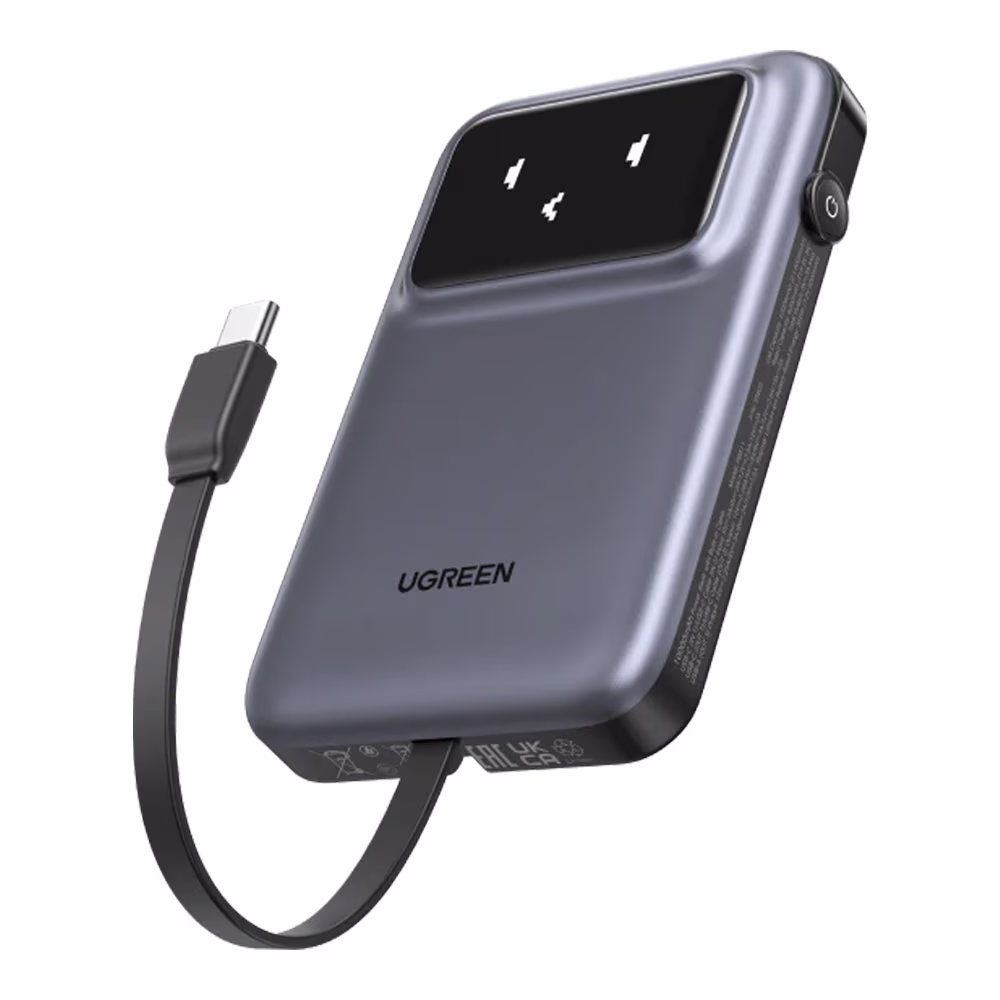 Внешний аккумулятор Ugreen 10000mAh 30W Uno Series Cables Type-C Space Gray 