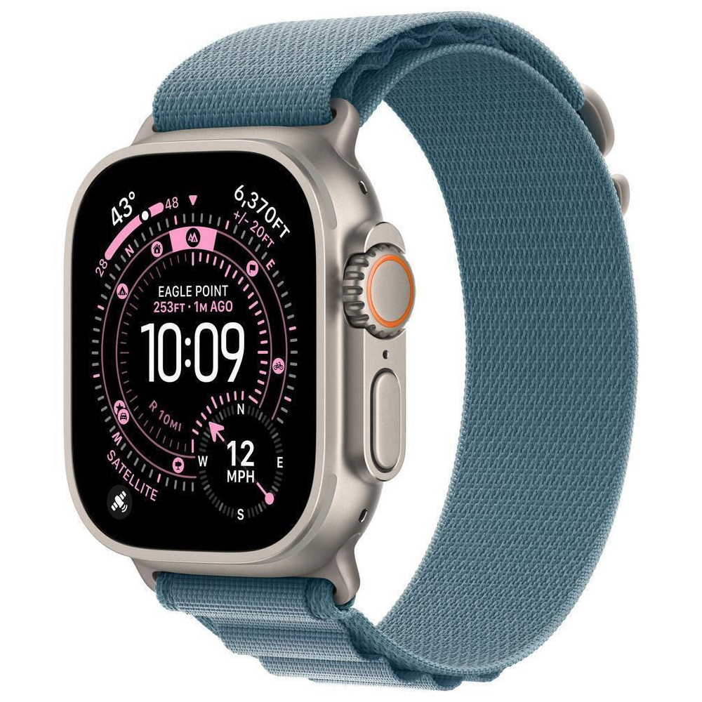 Ceas inteligent Apple Watch Ultra 3 GPS + Cellular 49mm Natural Titanium Case with Light Blue Alpine Loop - Medium photo 1