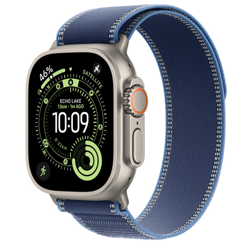 Ceas inteligent Apple Watch Ultra 3 GPS + Cellular 49mm Natural Titanium Case with Blue/Bright Blue Trail Loop - M/L photo 1
