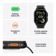 Ceas inteligent Apple Ultra 3 GPS + Cellular 49mm Black Titanium Case with Black Ocean Band thumbnav 3