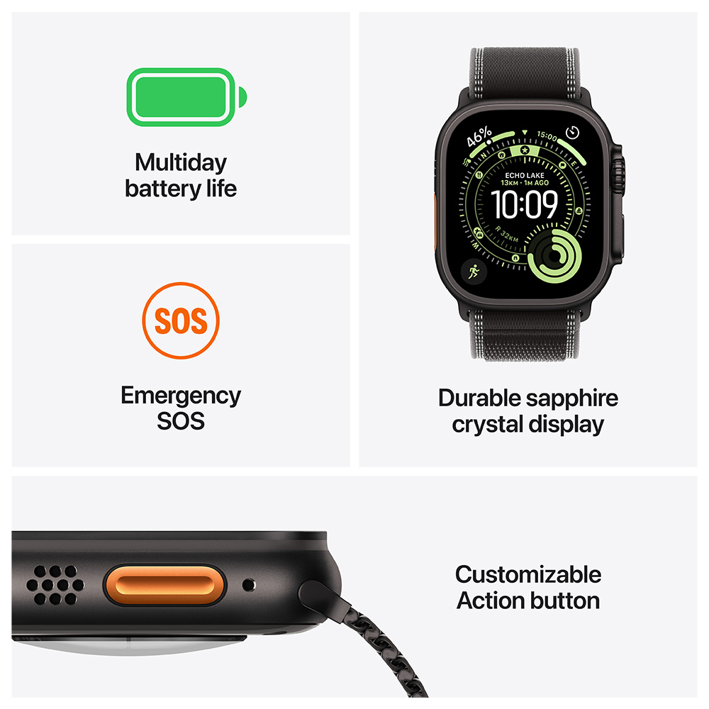 Ceas inteligent Apple Watch Ultra 3 GPS + Cellular 49mm Black Titanium Case with Black Titanium Milanese Loop - Large photo 3