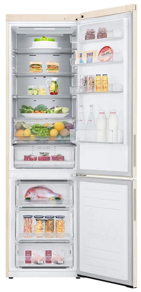 Frigider cu doua usi LG GAB509CEQM / 384 l / 203 cm / A++ / Bej photo 3