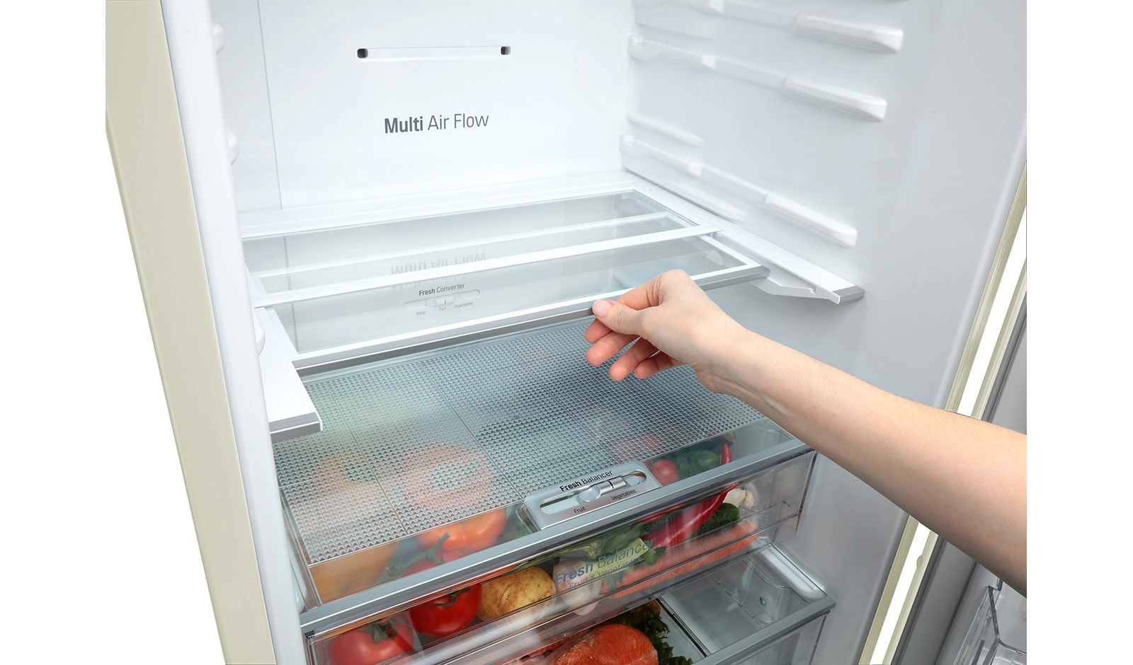 Холодильник с нижней морозильной камерой LG GAB499SEQZ, 360 л, 200 см, A++, Бежевый