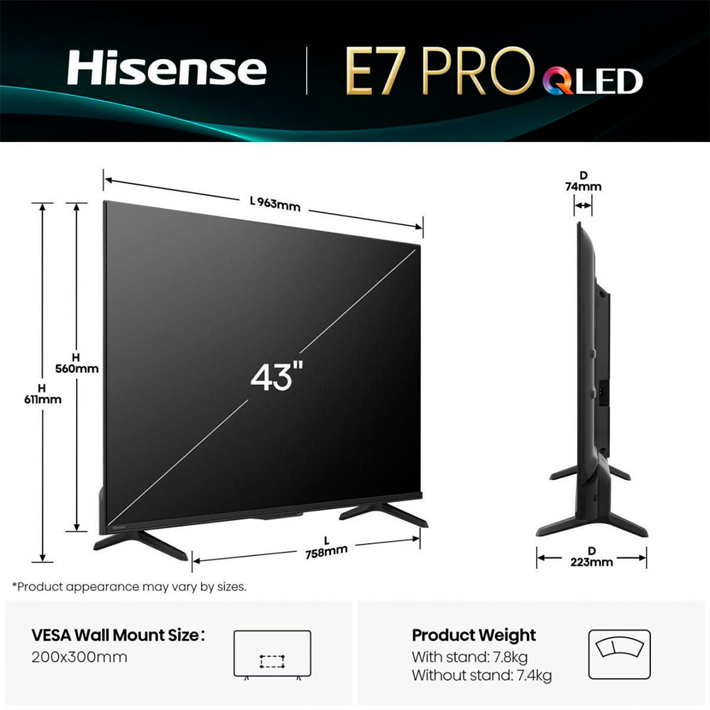 Телевизор Hisense 43E7Q PRO / 43" / QLED / 4K UHD photo 2