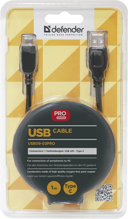Cablu USB-A - USB Type-C Defender USB09-03PRO USB-TypeC 1m photo 1 Cablu USB-A - USB Type-C Defender USB09-03PRO USB-TypeC 1m photo 1