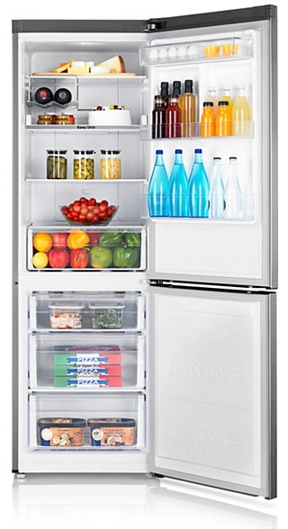 Холодильник с нижней морозильной камерой Samsung RB31FERNDSA, 310 л, 185 см, A+, Серебристый