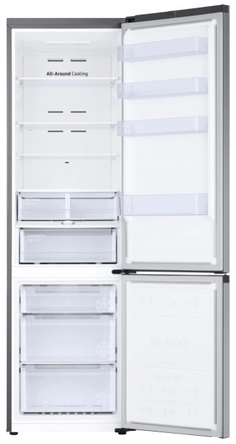 Холодильник с нижней морозильной камерой Samsung RB38T603FSA, 400 л, 203 см, A+, Серебристый