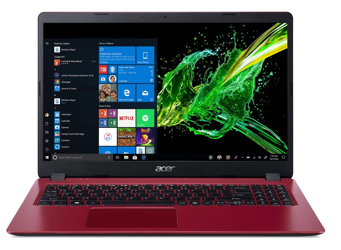 Ноутбук Acer Персональный Aspire 3 Aspire A315-54-38SE 15.6” / 4 ГБ / 128 ГБ / Core i3 / UHD Graphics 620 / Красный photo 1