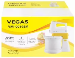 Миксер Vegas VMI-0019SM, 200 Вт, 5 скоростей, Белый