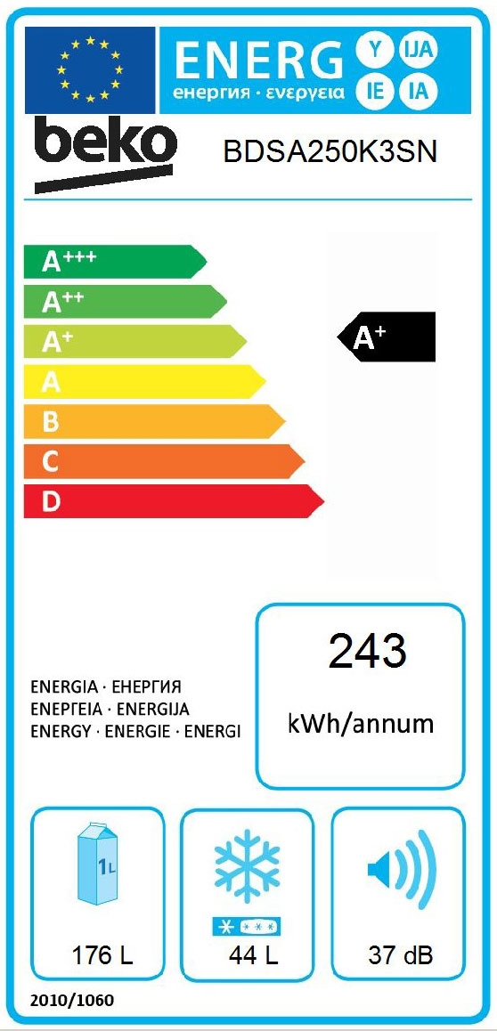 Frigider cu doua usi Beko BDSA250K3SN / 223 l / 144.8 cm / F / Alb photo 5