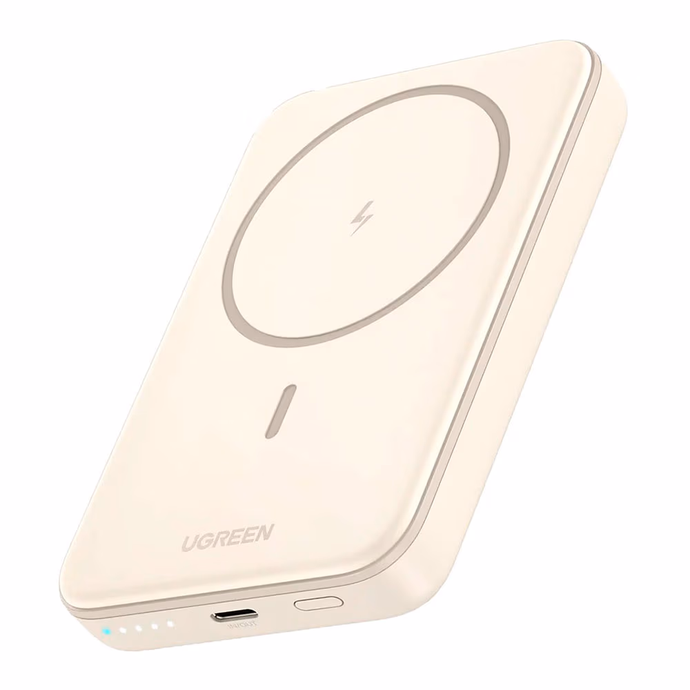 Внешний аккумулятор Ugreen Mini Magnetic Wireless Qi 10000mAh, 20W with cable Type-C, (35341), Beige 