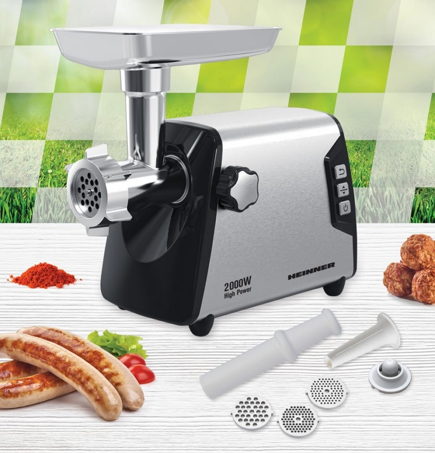 Tocator de carne Heinner HMGY2000SS, 3 kg/min, 2000 W, Inox photo 3
